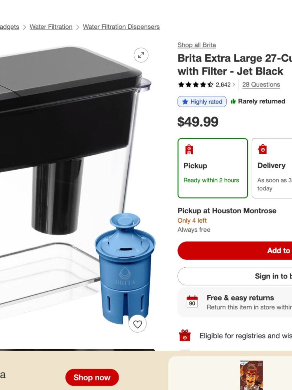 Brita Extra Large 27-Cup UltraMax Filtered Water Dispenser with Filter -  NWOB